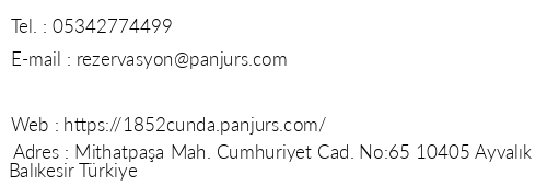 Panjur Hotel 1852 telefon numaralar, faks, e-mail, posta adresi ve iletiim bilgileri